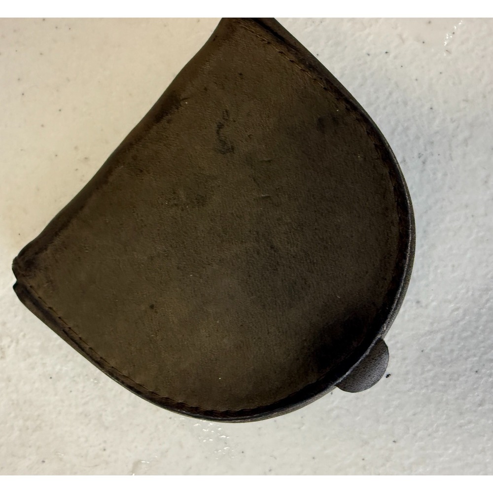 Vintage Green Leather Coin Purse Snap Clutch Rustic Minimalist Distressed Wallet